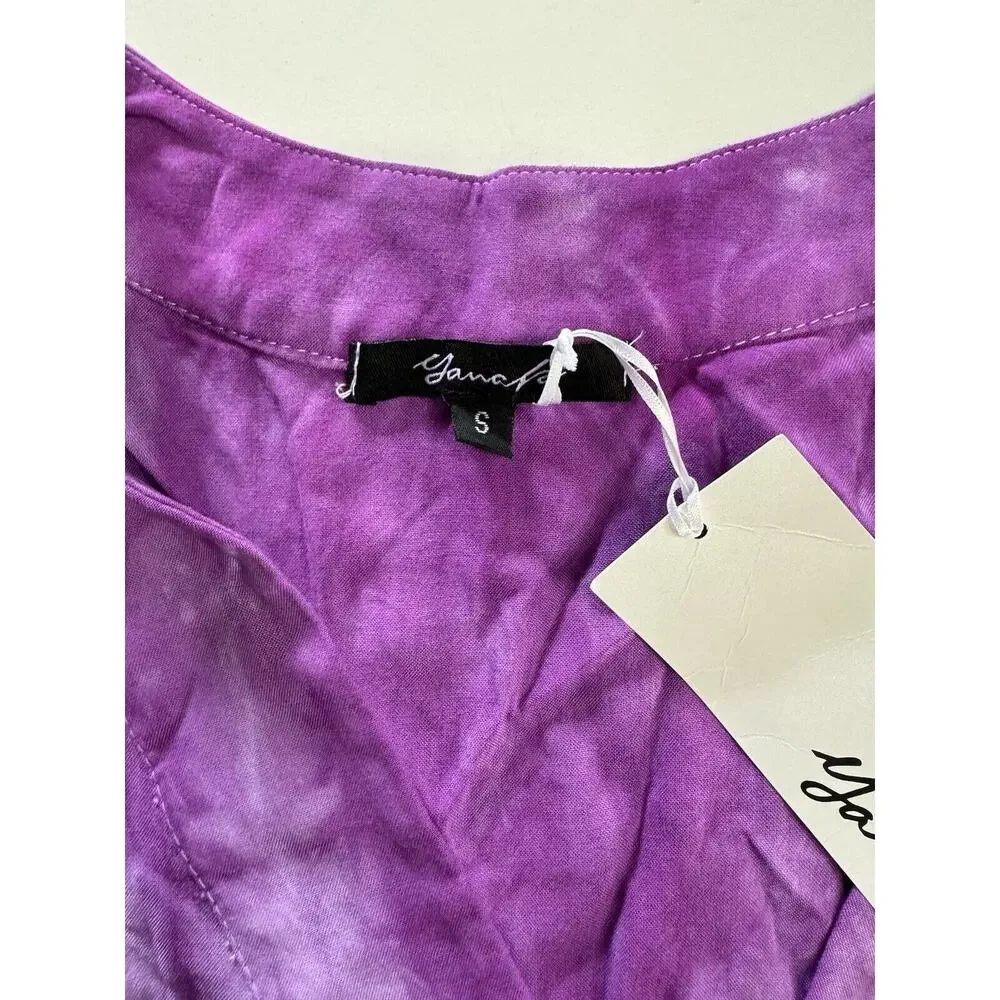 Yana K American Made T Shirt Top Purple Tie Dye Top Sz Small - Picture 3 of 6